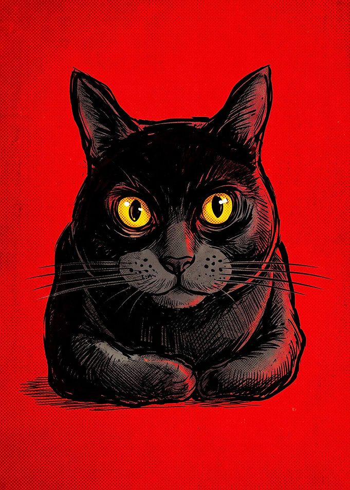 Black Cat with Yellow Eyes