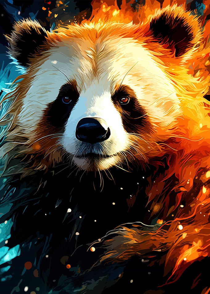 Fiery Panda Portrait