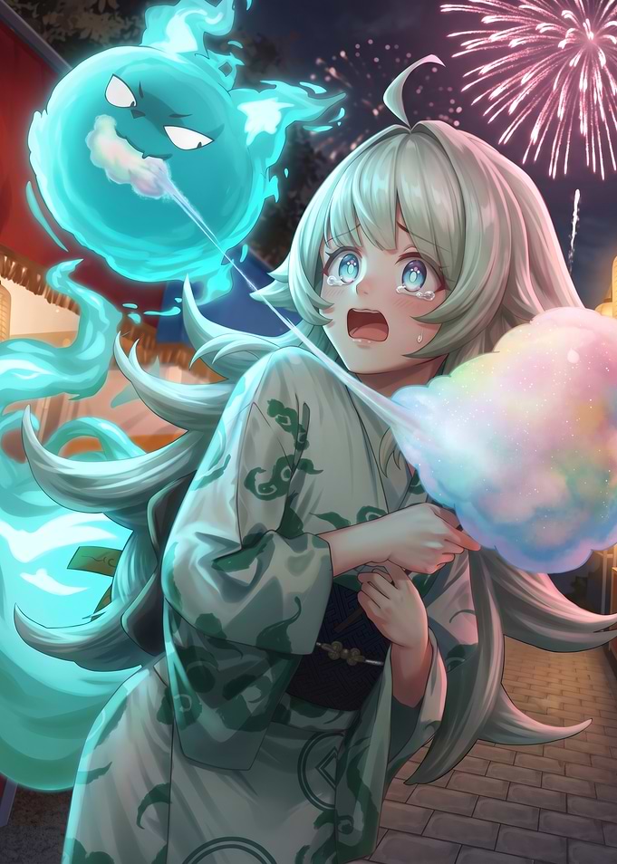 Anime Girl and Spirit at Festival