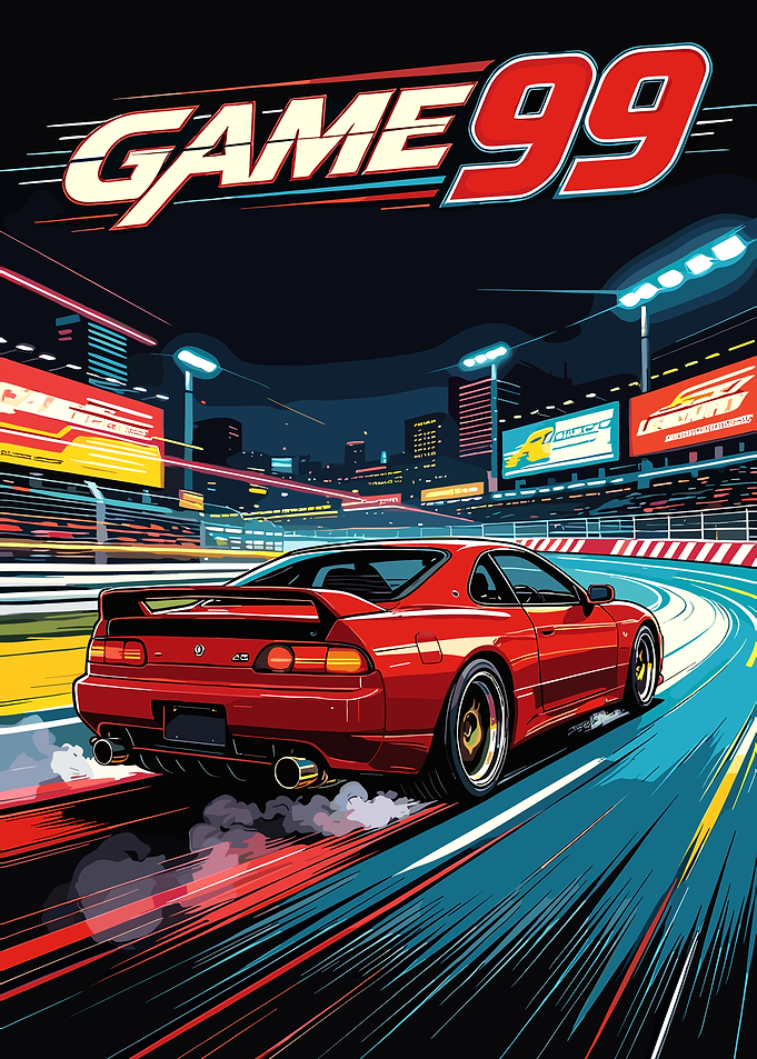 Red Sports Car Racing Poster