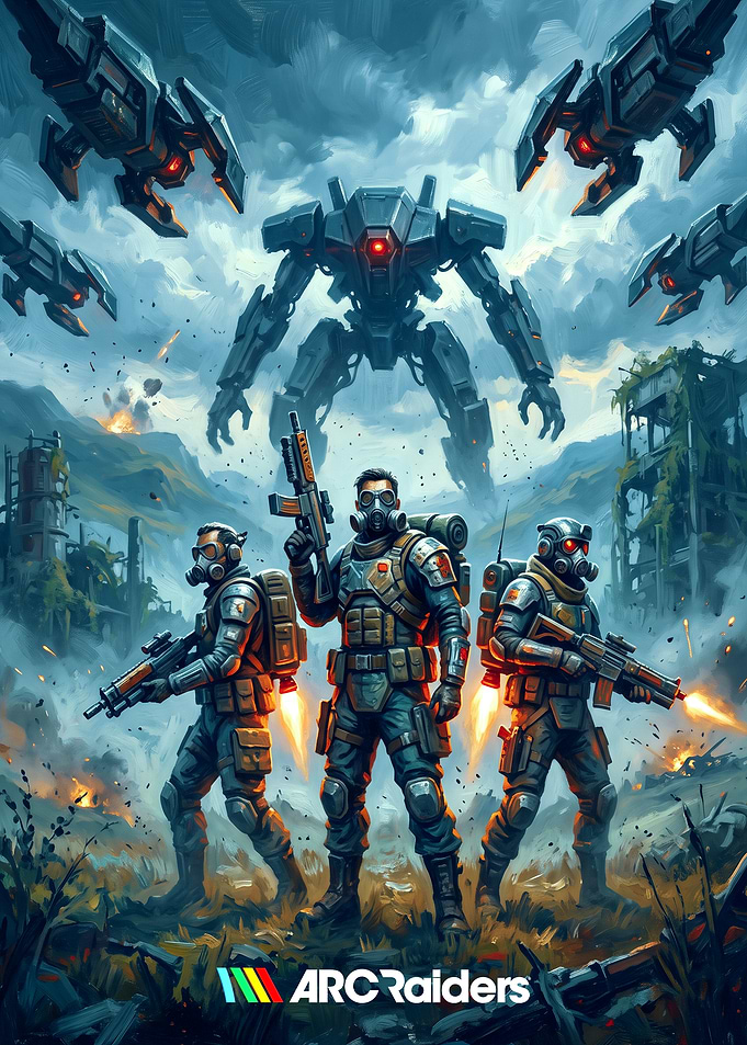 ARC Raiders Soldiers Facing Giant Mech