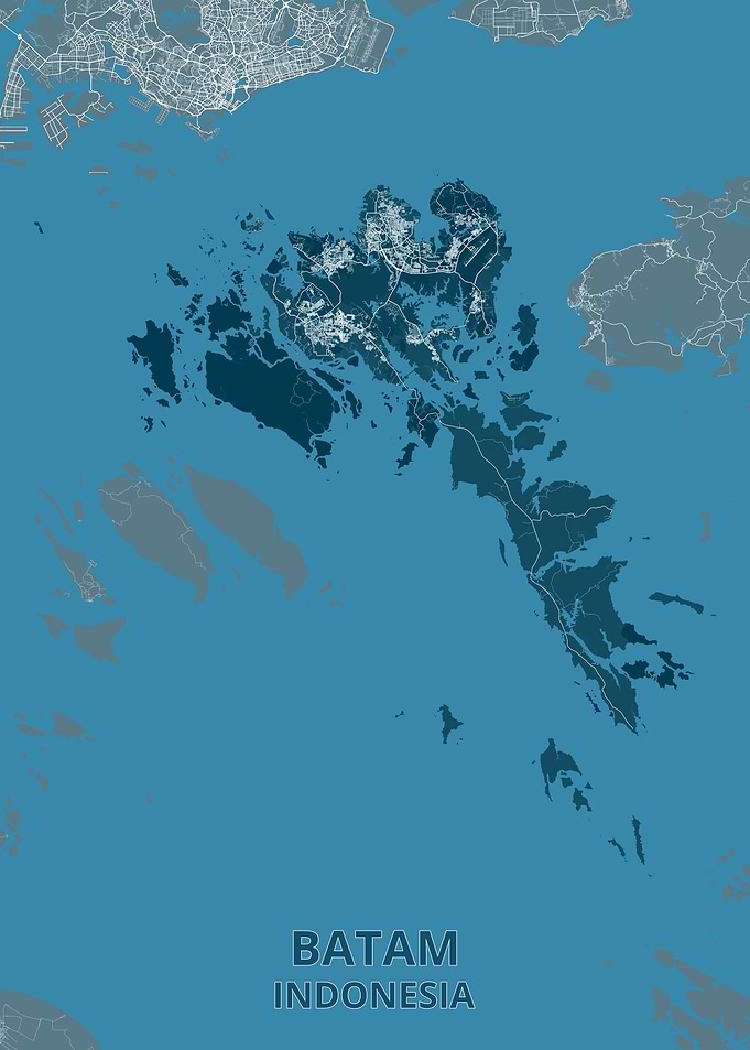 Minimalist Map of Batam Indonesia