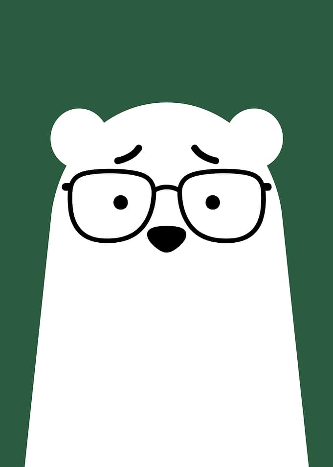 Minimalist Cartoon Polar Bear with Glasses