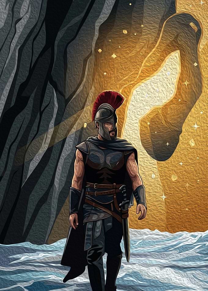 Spartan Warrior in Golden Light