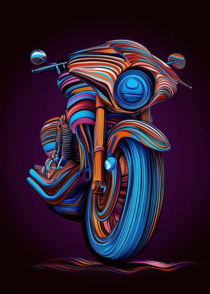 Abstract Colorful Motorcycle Illustration