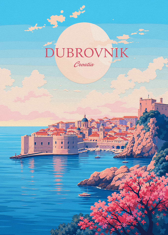 Dubrovnik Croatia Travel Poster