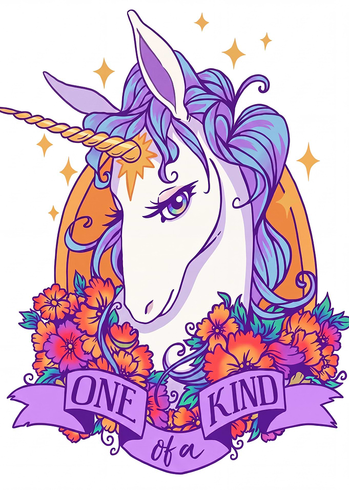 One of a Kind Unicorn Illustration