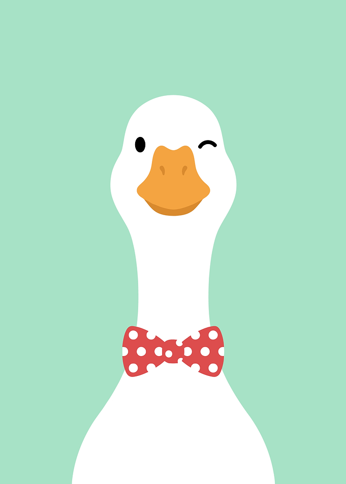 Cute Winking Goose with Bowtie