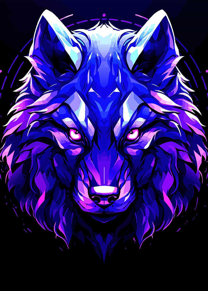 Neon Purple Wolf Portrait