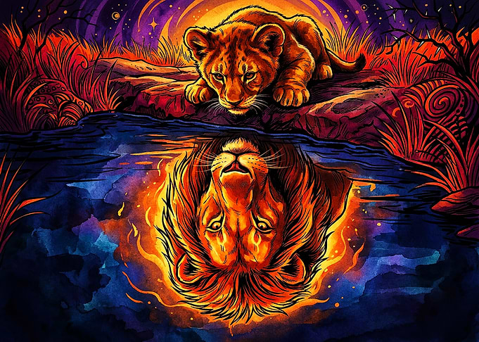 Lion Cub Reflecting as King