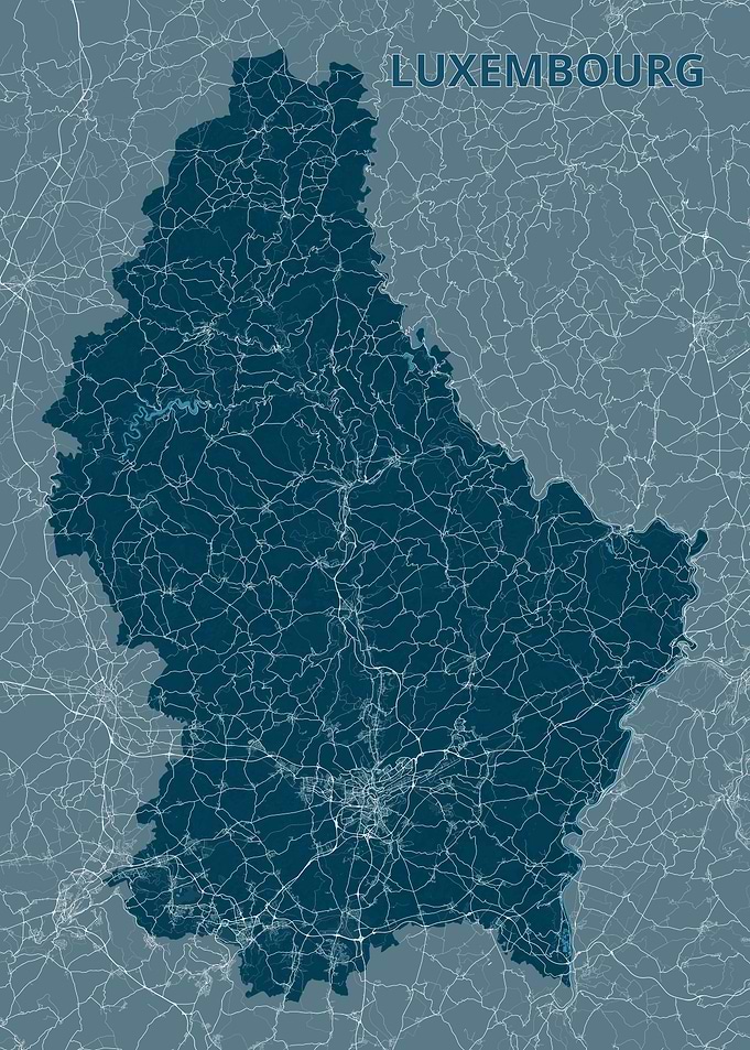 Luxembourg Road Map Poster