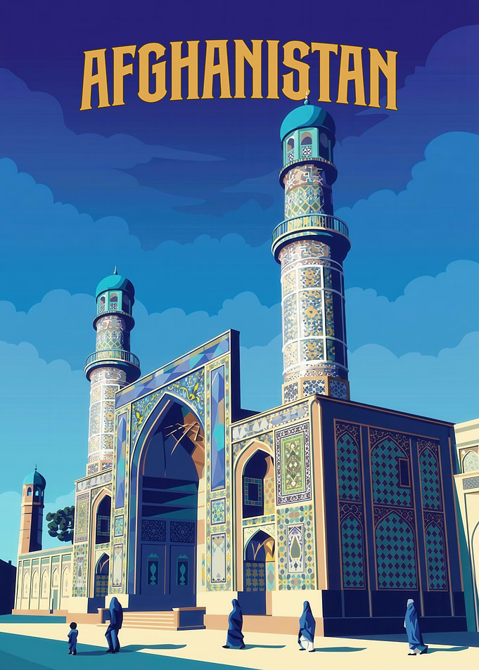 Afghanistan Mosque Travel Poster