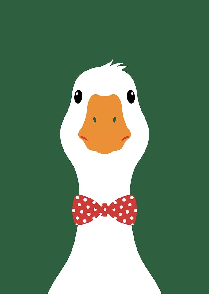 Dapper Goose with Polka Dot Bowtie