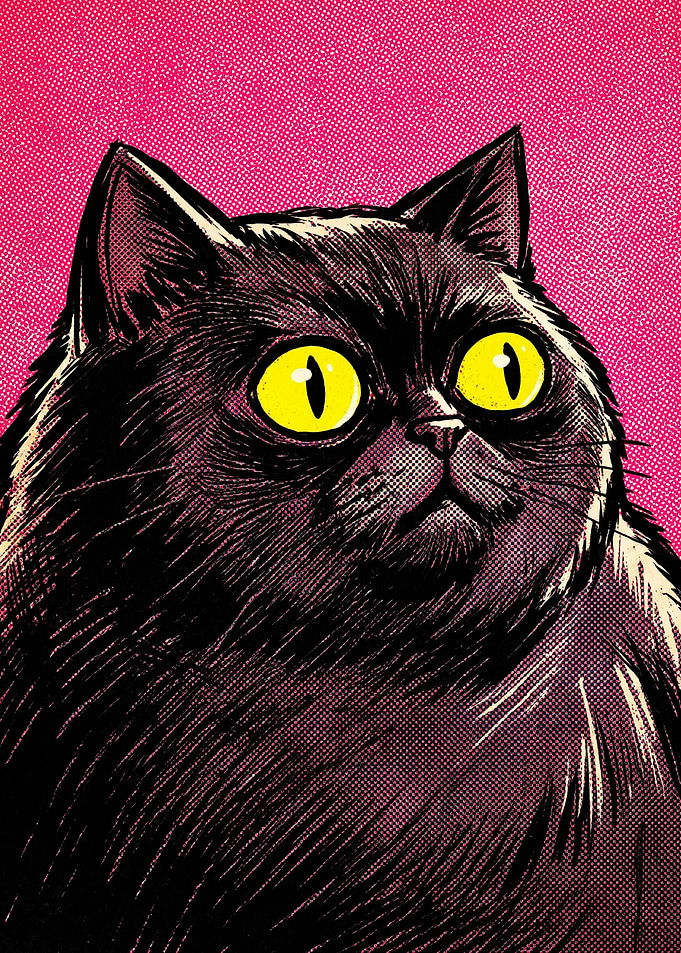 Pop Art Black Cat Portrait