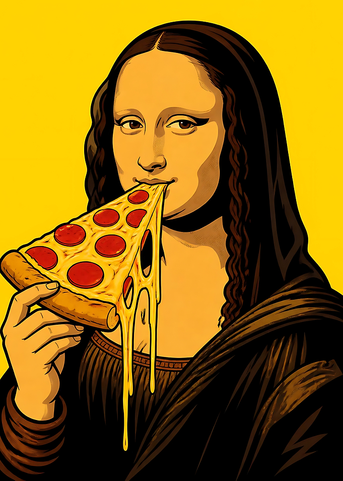 Mona Lisa Eating Pepperoni Pizza