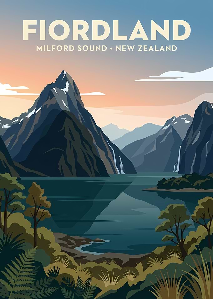 Fiordland Milford Sound New Zealand Poster