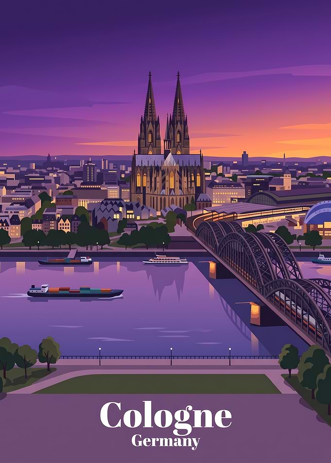 Cologne Germany Skyline Travel Poster