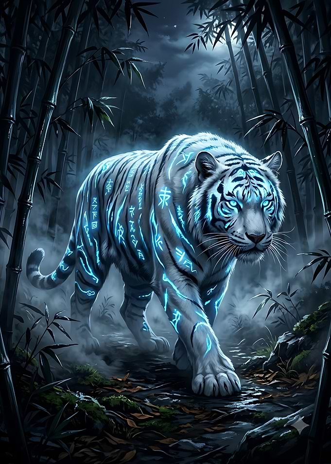 Mystical Glowing White Tiger