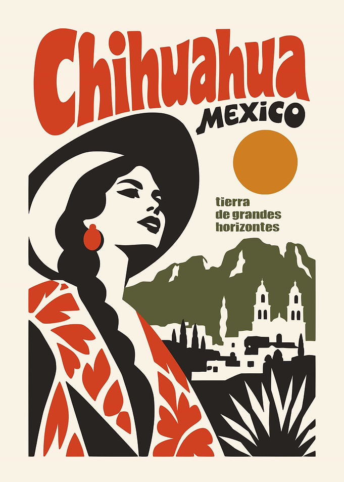 Vintage Chihuahua Mexico Travel Poster