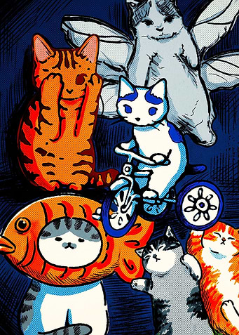 Whimsical Cats Illustration