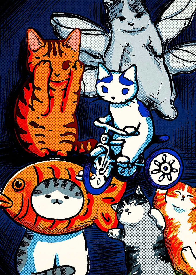 Whimsical Cats Illustration