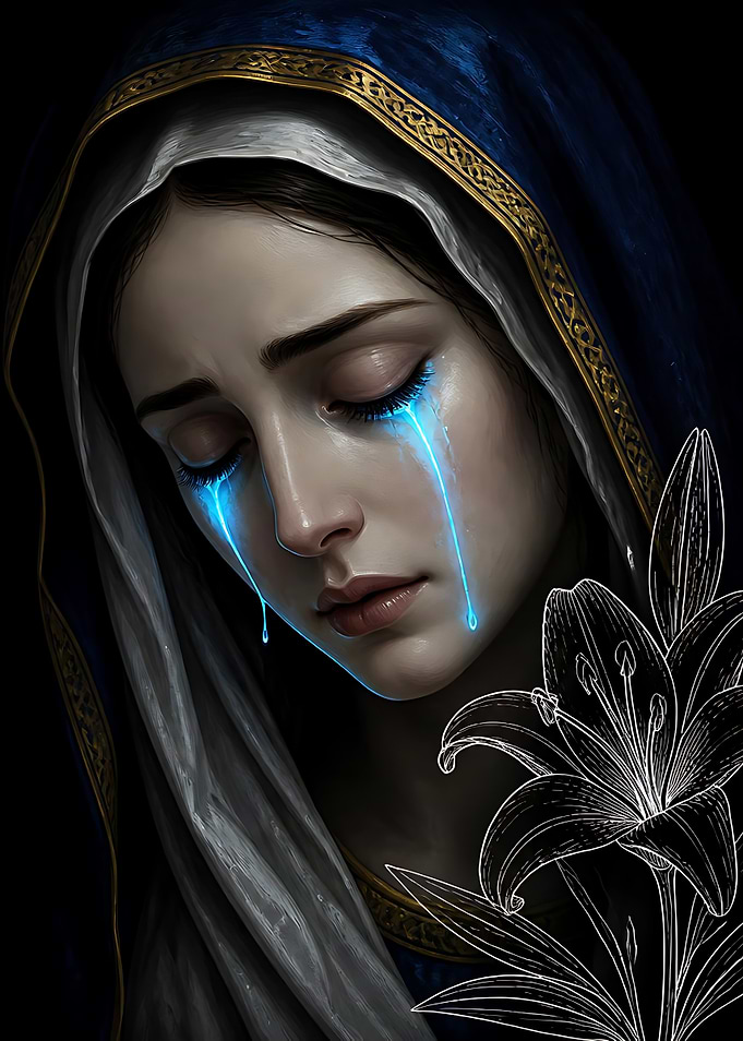 Weeping Virgin Mary with Glowing Tears