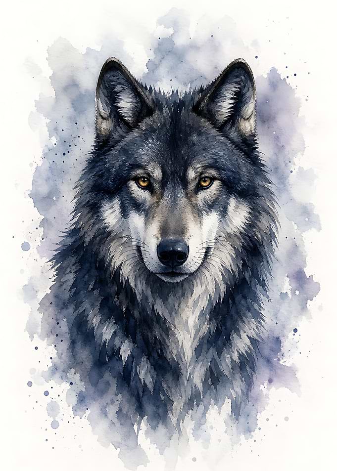 Wolf Wall Art — Powerful Watercolor Portrait