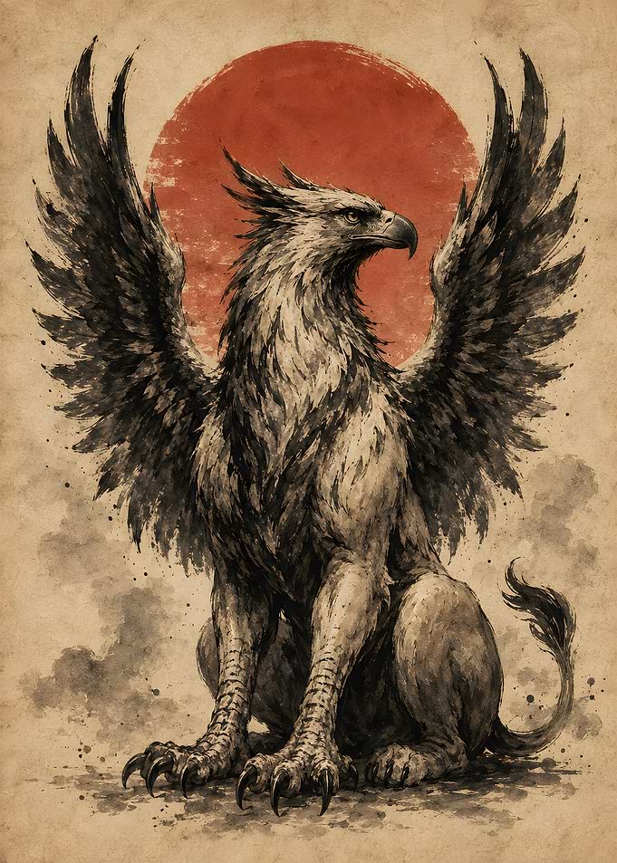 Majestic Griffin Ink Sculpture