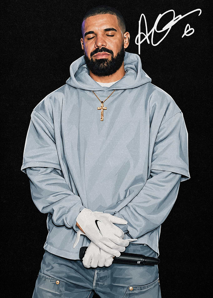 Drake Portrait with Signature