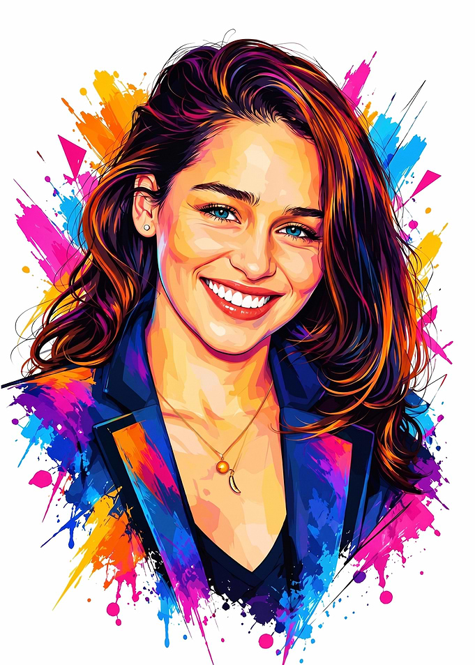 Emilia Clarke Colorful Pop Art Portrait