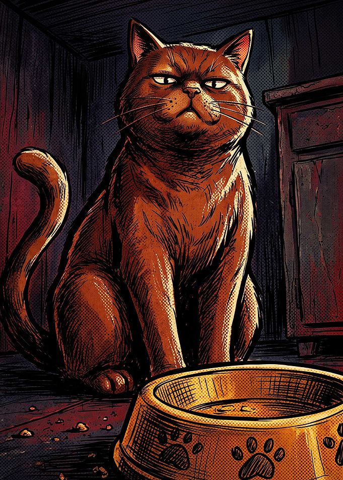 Grumpy Cat Waiting for Food