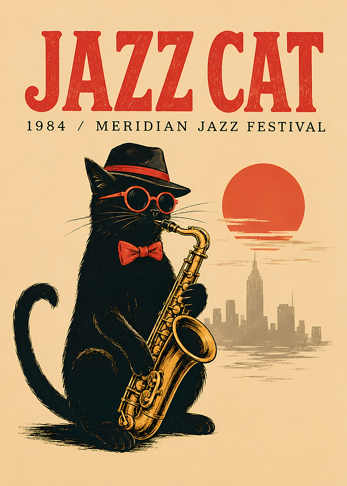 Jazz Cat Meridian Jazz Festival Poster