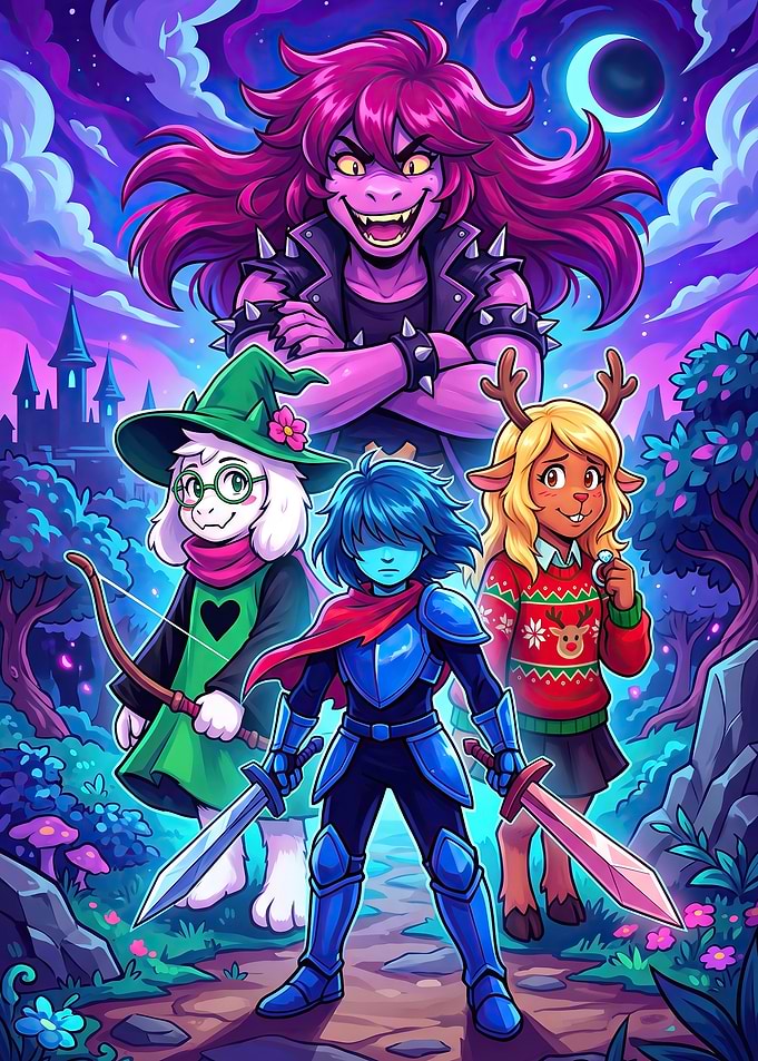 Deltarune Characters in Magical Forest