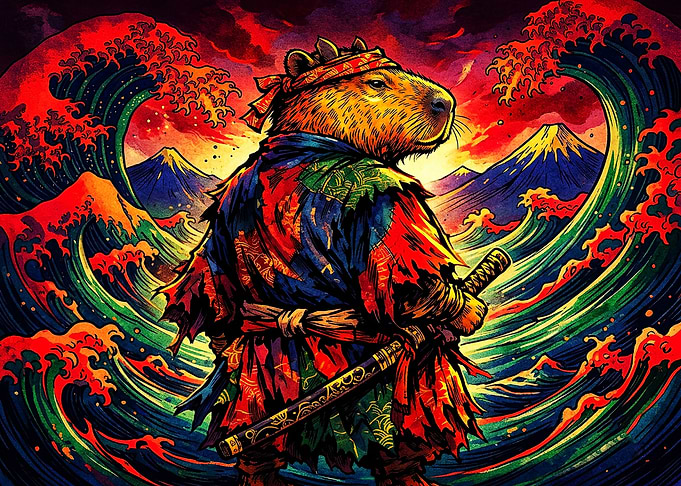 Samurai Capybara Warrior Art