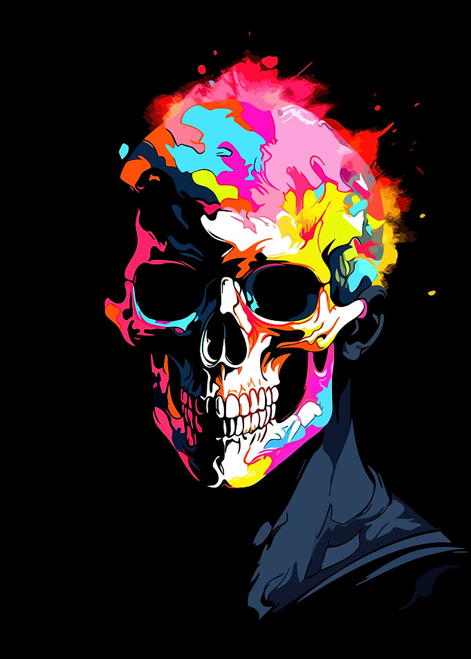 Colorful Abstract Skull Art