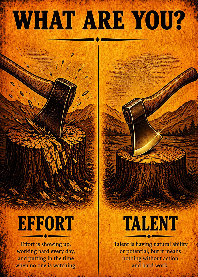 Effort Versus Talent Motivational Poster