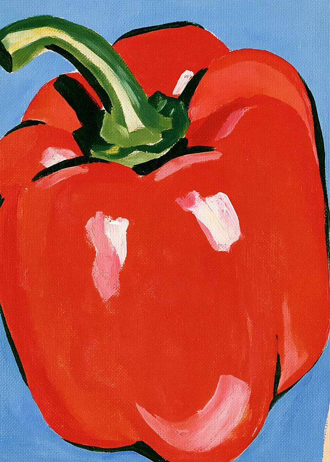 Vibrant Red Bell Pepper Painting