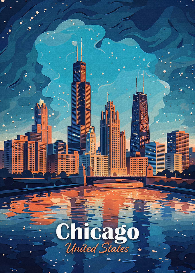 Chicago Skyline Travel Poster