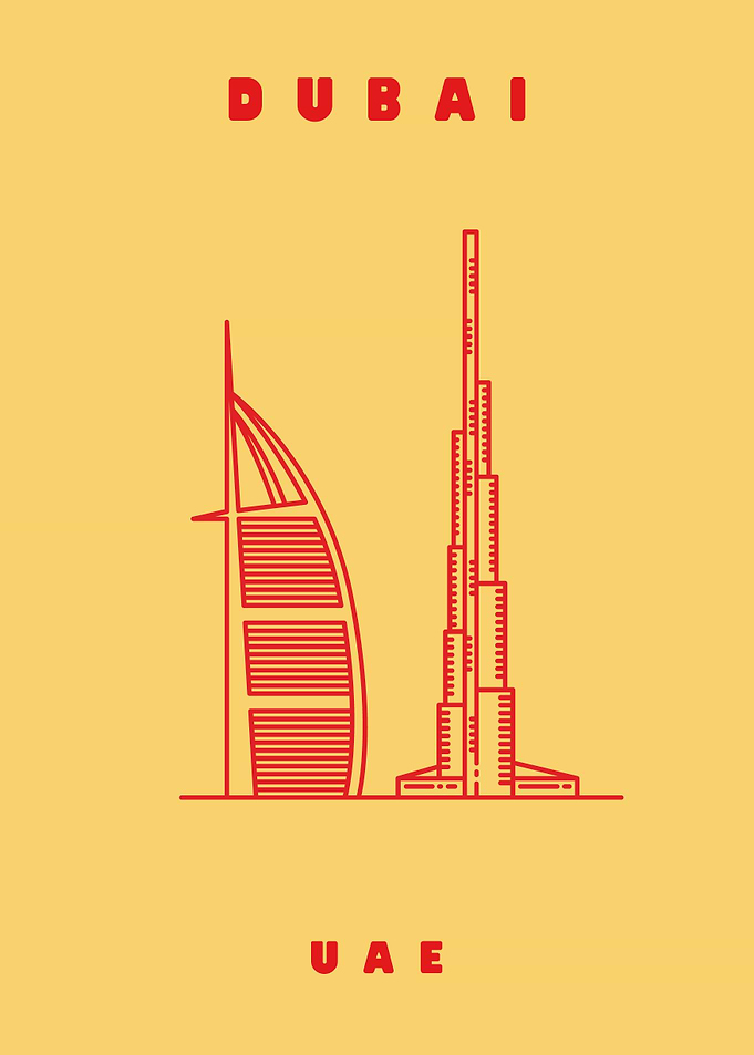 Minimalist Dubai Skyline Illustration