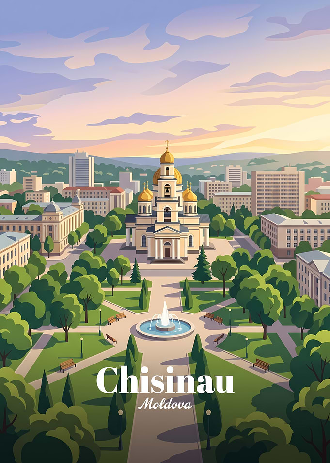 Chisinau Moldova Cathedral Park Illustration