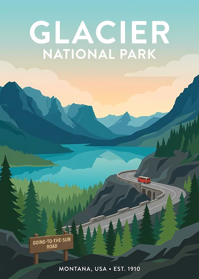 Glacier National Park Travel Poster