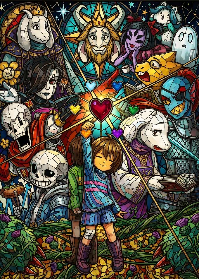 Undertale Stained Glass Character Collage