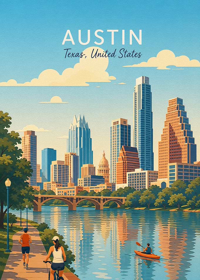 Austin Texas Travel Poster