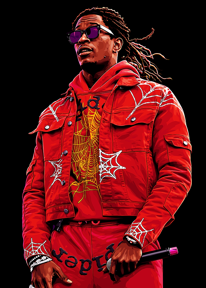 Young Thug in Red Spider Outfit