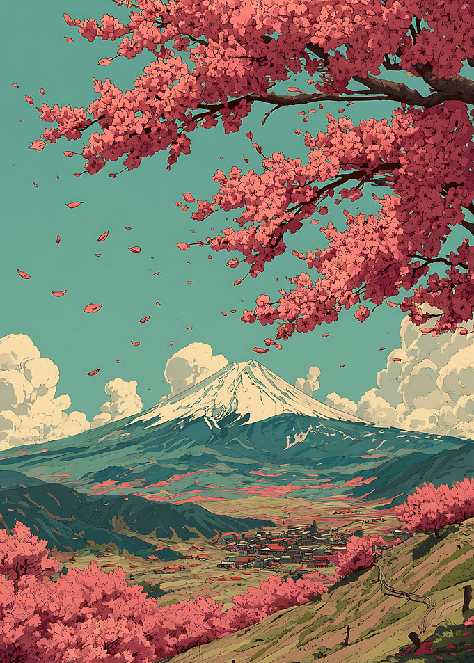 Mount Fuji and Cherry Blossoms