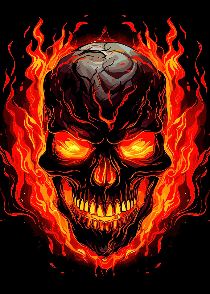 Fiery Skull Digital Illustration