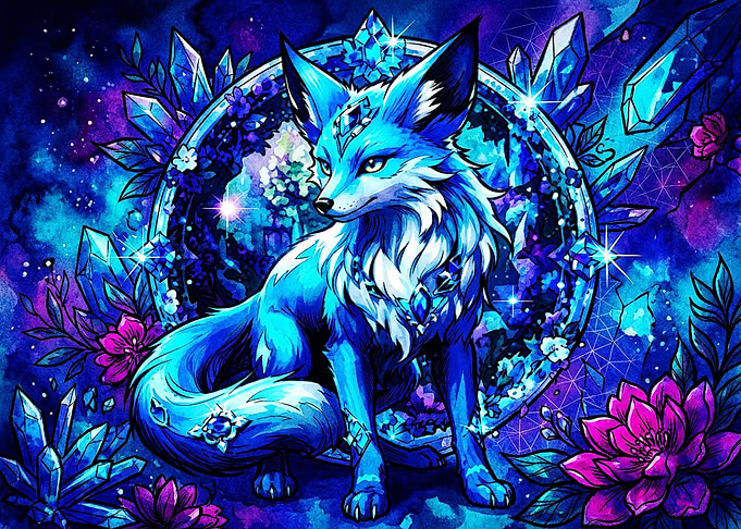 Mystical Crystal Fox Fantasy Art