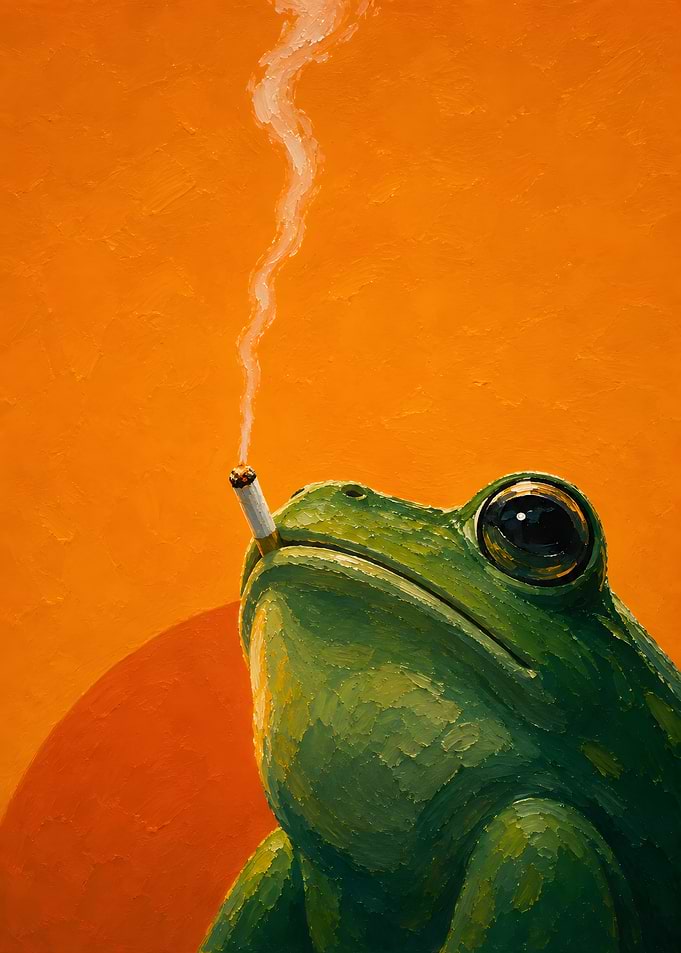 Smoking Frog Oil Painting