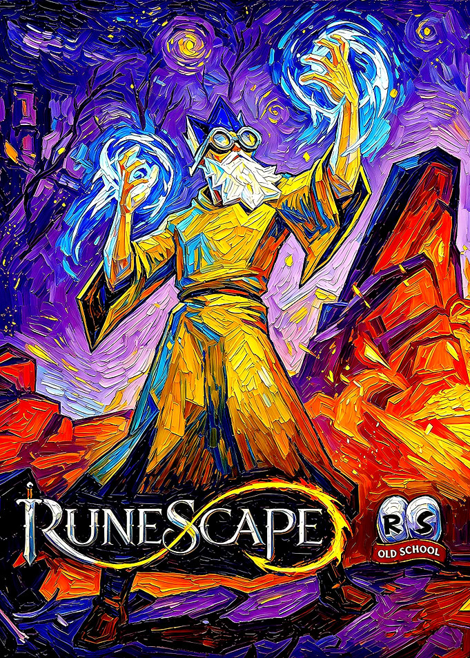 Old School RuneScape Wizard Van Gogh Style