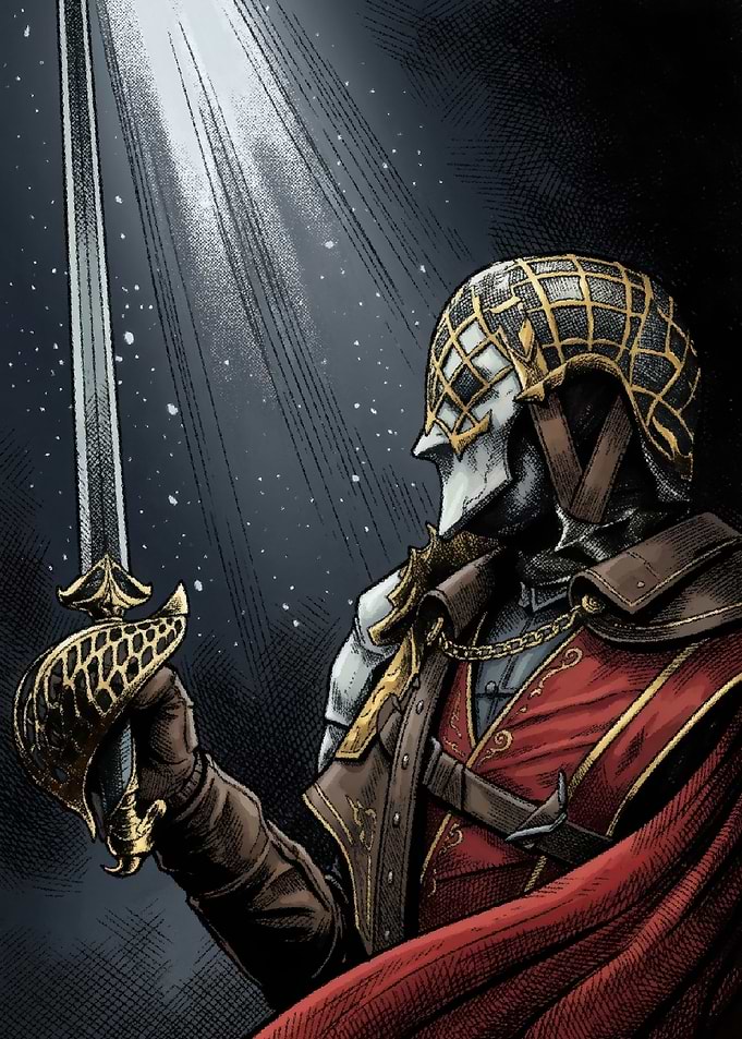Knight with Sword in Spotlight